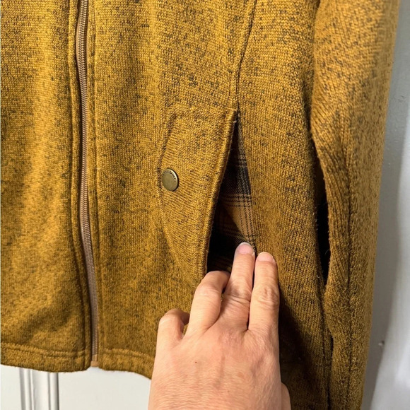Eddie Bauer Full Zip Hoodie Quilted and Plaid Detail Heathered Gold Size‎ M - Picture 13 of 13